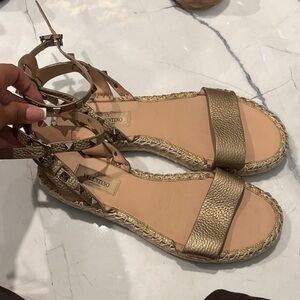 Valentino Metallic Gold Espadrille Sandals